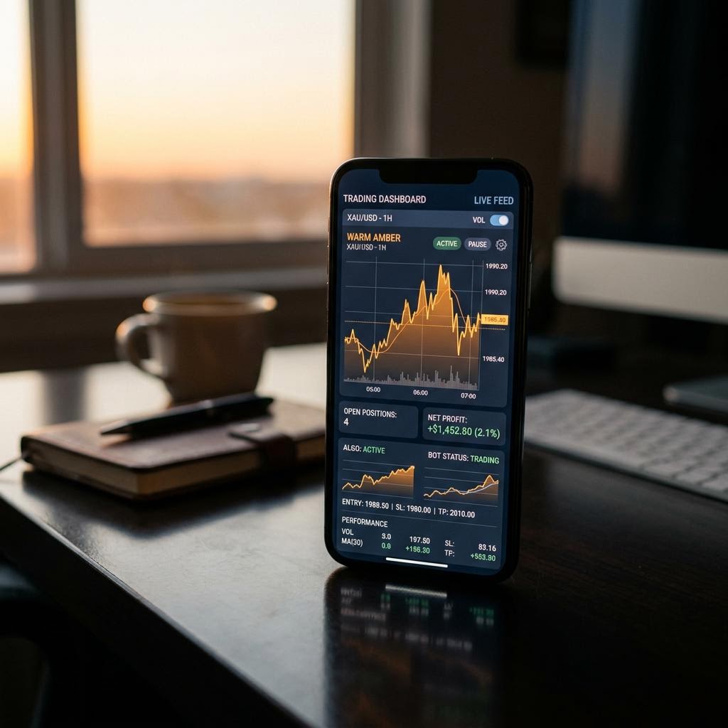 Panel de control Traldo Capitanza en smartphone con métricas de Bitcoin